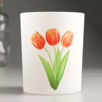 Подсвечник "БОТАНИКА. Тюльпаны" 9,3х7,7 см, 240 мл