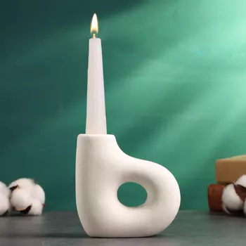 Подсвечник на 1 свечу TAKE IT EASY «Брэй», керамика, белый песок, 10410 см