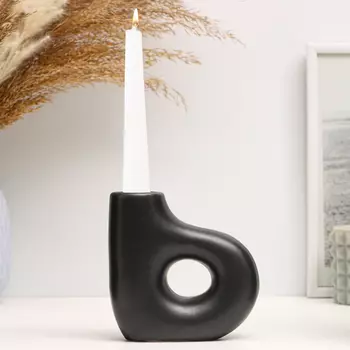 Подсвечник на 1 свечу TAKE IT EASY «Брэй», керамика, чёрный глянец, 10410 см