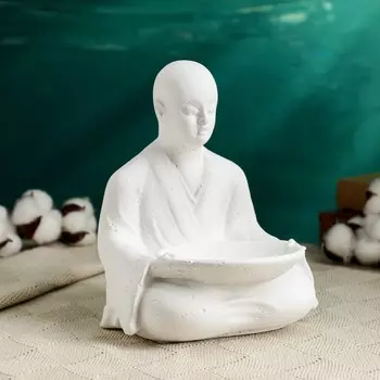 Подсвечник "Будда" белый, 20см