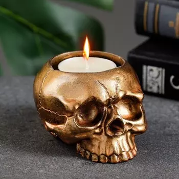 Подсвечник на 1 свечу «Череп», гипс, бронза, 975 см
