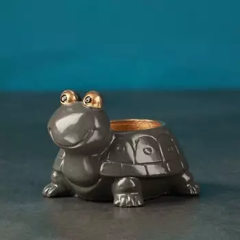 Подсвечник на 1 свечу «Черепаха», гипс, серый, 8 см