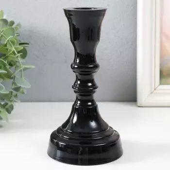 Стеклянный подсвечник на 1 свечу «Чёрный глянец», 16.58.5 см