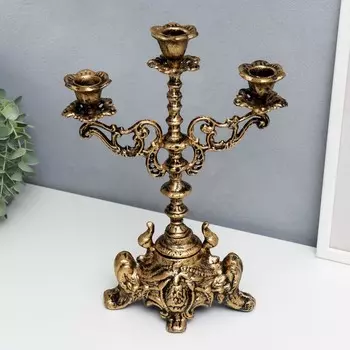 Металлический подсвечник на 3 свечи «Канделябр. Феодал», чугун, под бронзу 322217 см