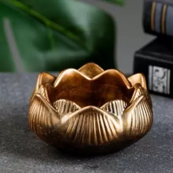 Подсвечник на 1 свечу «Цветок Лотос», гипс, бронза, 884 см