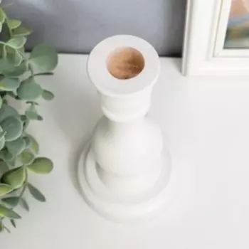 Подсвечник дерево "Моранди" белый 16,5х8,5х8,5 см