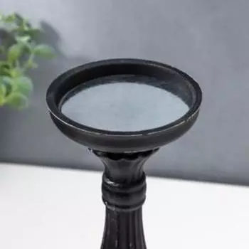 Подсвечник дерево на 1 свечу "Фердинанд" чёрный состаренный 33х10,5х10,5 см