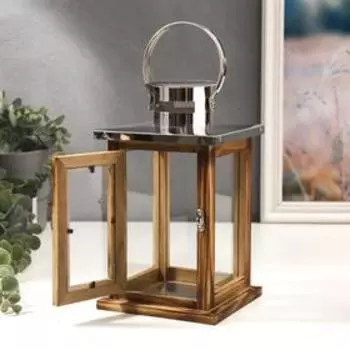 Подсвечник дерево на 1 свечу "Фонарь-ретро" 30х16,5х16,5 см
