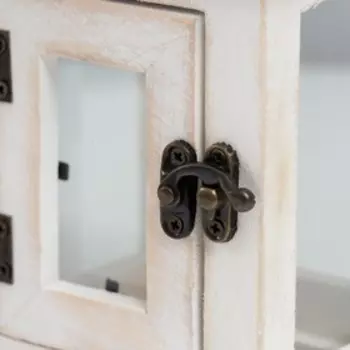 Деревянный подсвечник-фонарь на 1 свечу «С дверцей», белый состаренный, 2211.211.2 см