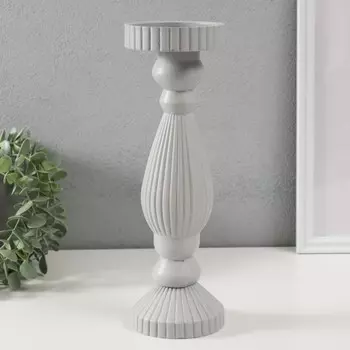 Деревянный подсвечник на 1 свечу «Гофре», св. серый, 9.79.730.5 см