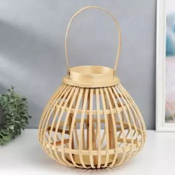 Деревянный подсвечник-фонарь на 1 свечу «Плавные линии», 283333 см