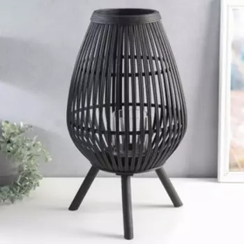 Деревянный подсвечник-фонарь на 1 свечу «Вазон», чёрный на ножках, 323256 см