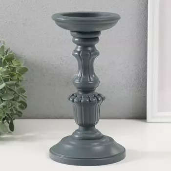 Деревянный подсвечник на 1 свечу «Версаль», серый, 12.512.522.8 см