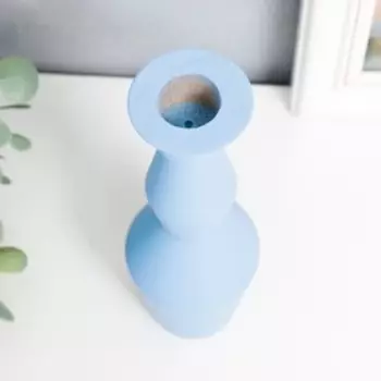 Подсвечник дерево "Сканди" голубой 17,5х6х6 см