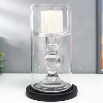 Подсвечник дерево, стекло на 1 свечу "Эстет" 17,5х12,5х12,5 см