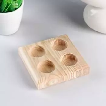 Подсвечник деревянный под 4 свечи "Квадратный", МАССИВ, 12×12×3 см