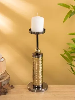 Подсвечник для свечи 8 см «Скиф», 30 см, металл, золото