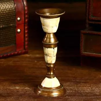Подсвечник "Фларин" латунь, перламутр 5х5х13,5 см