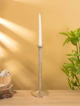 Подсвечник «Флейта», 37 см, алюминий, серебро