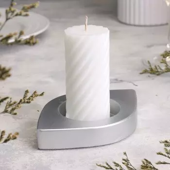 Подсвечник "Глаз. Мрамор" из гипса, 14,5х9,5х2см,серебро