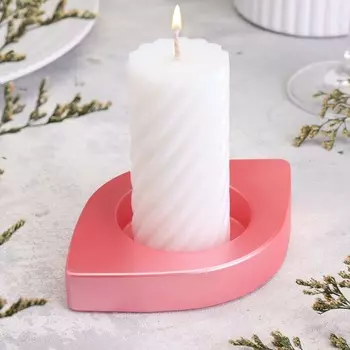 Подсвечник "Глаз. Мрамор" из гипса, 14,5х9,5х2см,розовый