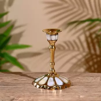 Подсвечник "Грация" латунь, перламутр 10 см