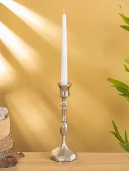 Подсвечник «Грани», 25 см, алюминий, серебро