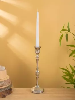 Подсвечник «Грани», 30 см, алюминий, серебро