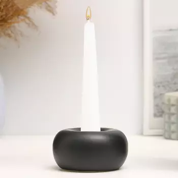 Подсвечник керамика на 1 свечу TAKE IT EASY «Эдвард», чёрный глянец, 477см