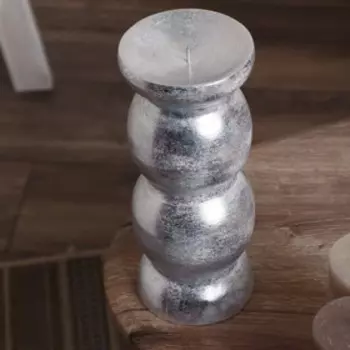 Подсвечник "Кэндл" дерево 25 см, серебро