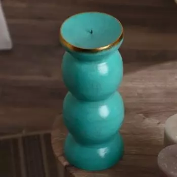 Подсвечник "Кэндл" дерево 25 см, зелёный