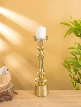 Подсвечник «Карамель», 37 см, алюминий, золото