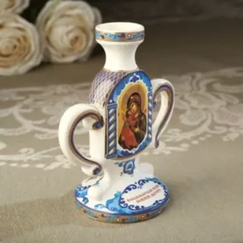Подсвечник "Киот Владимирская", гжель