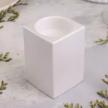 Подсвечник "Квадрат" из гипса, 5х8см, белый перламутр