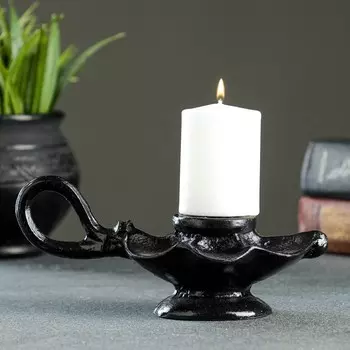 Подсвечник на 1 свечу «Лампа», полистоун, чёрный 6715 см