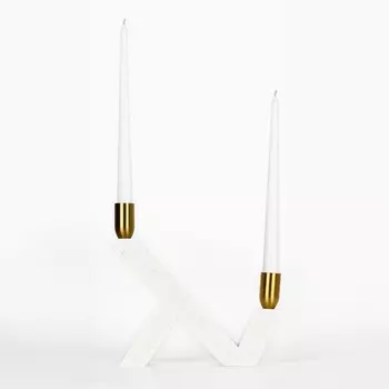 Подсвечник латунь, мрамор «Грани» 22 х 20 х 5 см