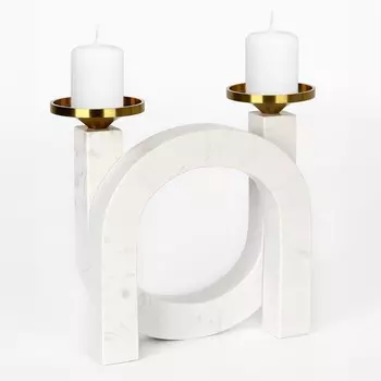 Подсвечник латунь, мрамор «Камелия» 19 х 18 х 8 см