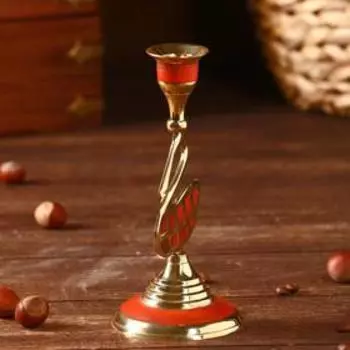 Подсвечник "Лебедь"латунь 7,5х7,5х16,5 см