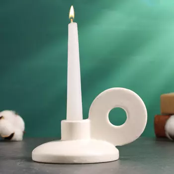 Подсвечник на 1 свечу TAKE IT EASY «Лео», керамика, белый глянец, 81310 см