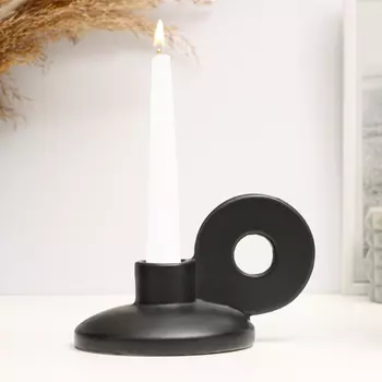 Подсвечник на 1 свечу TAKE IT EASY «Лео», керамика, чёрный глянец, 81310 см