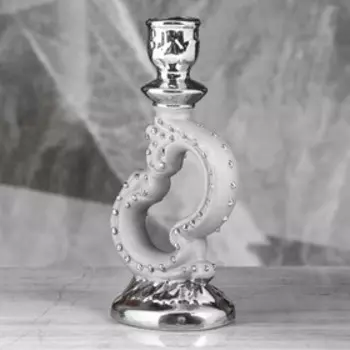 Подсвечник "Лира", серебристый, 21 см