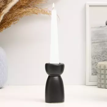 Подсвечник на 1 свечу TAKE IT EASY «Лунд», керамика, чёрный глянец, 448 см