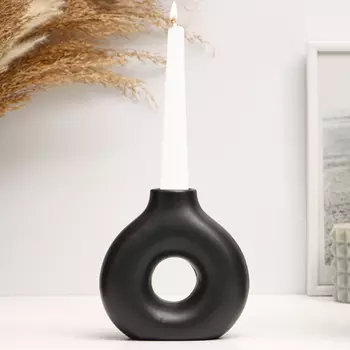 Подсвечник на 1 свечу TAKE IT EASY «Меланд», керамика, чёрный глянец, 10510 см