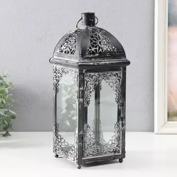 Металлический подсвечник-фонарь на 1 свечу «Цветок и узоры», 131333 см