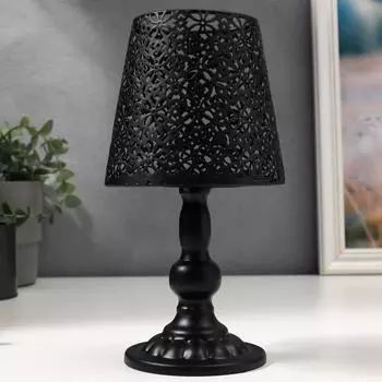 Подсвечник металл на 1 свечу "Абажур с цветами" чёрный 23х11х11 см