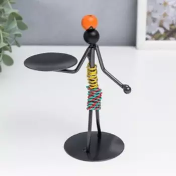 Подсвечник металл на 1 свечу "Аборигенка в головном уборе с ребёнком за спиной" 15х6,5х10 см 75037