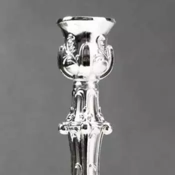 Подсвечник металл на 1 свечу "Царский" серебро 17х6х6 см