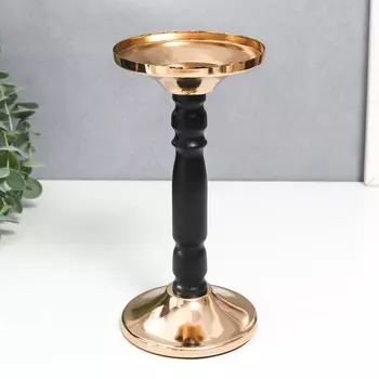 Металлический подсвечник на 1 свечу «Чёрная колонна», золото, 18.599 см
