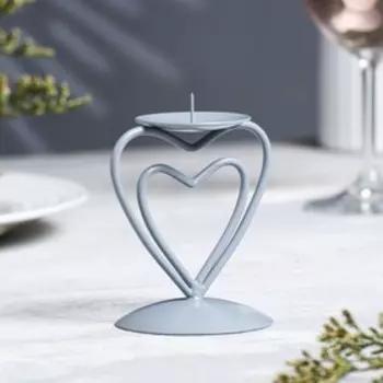 Подсвечник металл на 1 свечу "Гламур", 10,2х9 см, серый