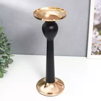 Подсвечник металл на 1 свечу "Голиаф" чёрный с золотом 25,5х9х9 см